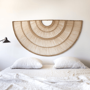Great Lugono bed headboard woven from rattan. 