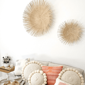 Wall decoration in two sizes: BY NATIVE Sun Plate, hand-woven from palm leaves in Malawi
