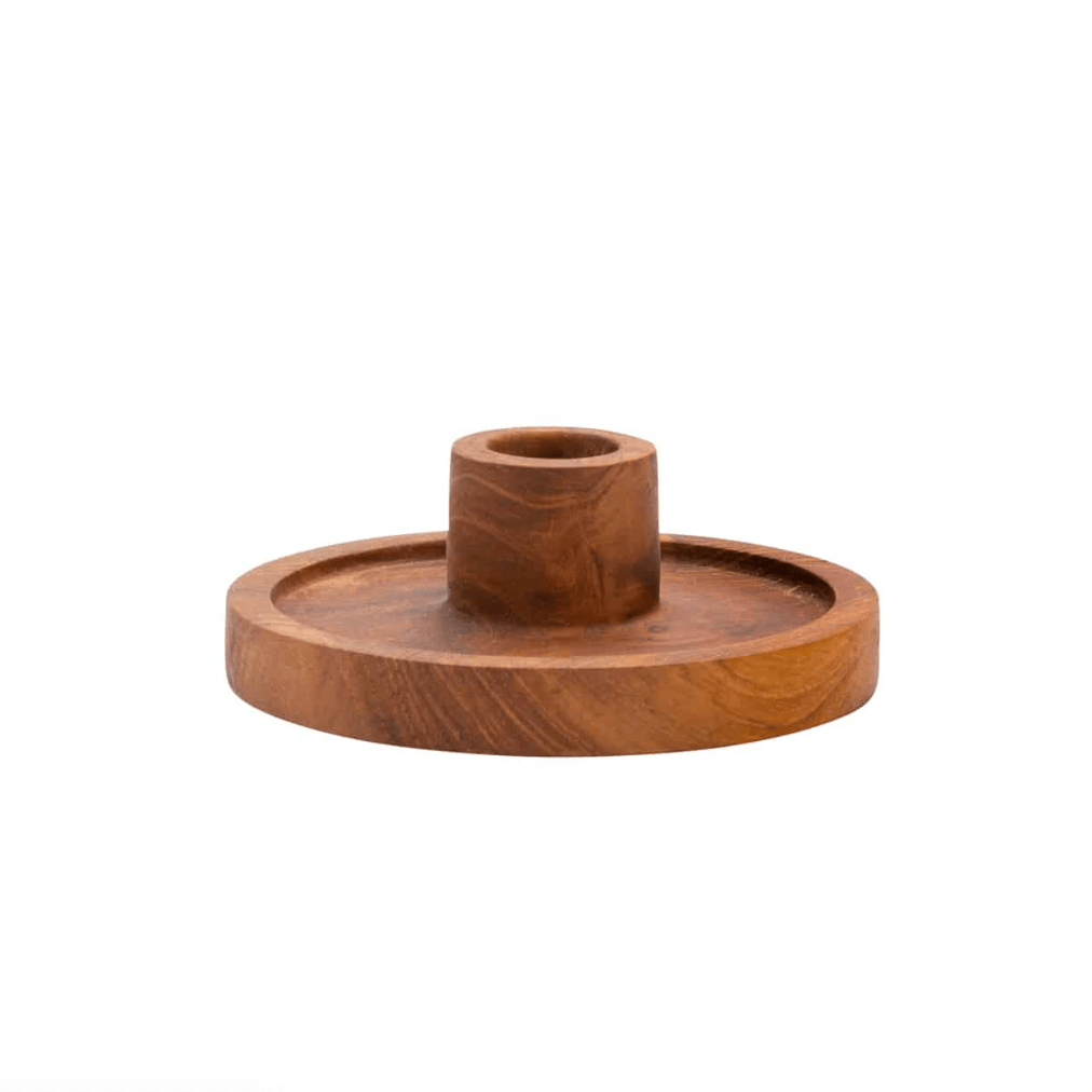 Luna Recycled Teak Candlestick - By Native