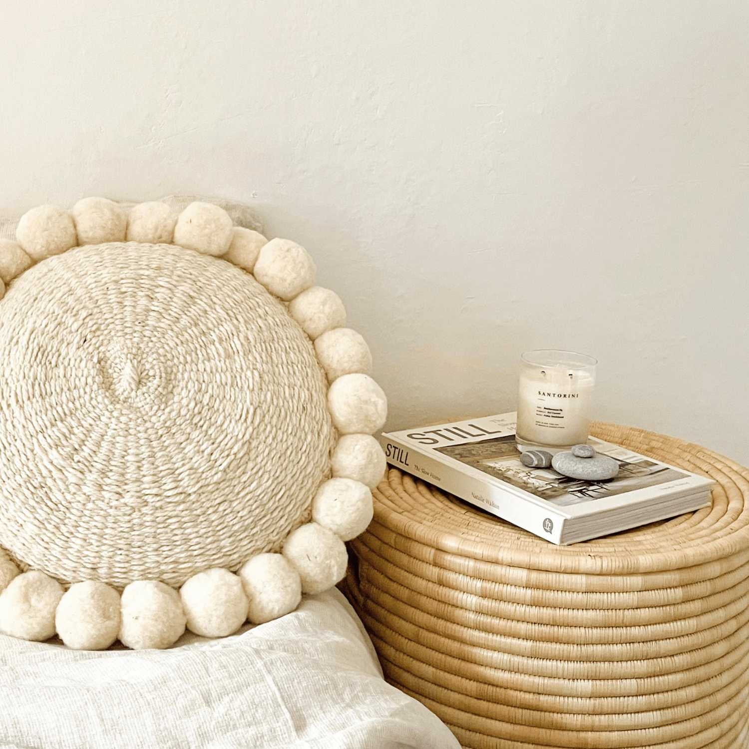 Salta Pom Pom Cushion Round, Large - By Native