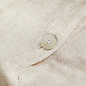 Stonewashed linen bedding, detail with mother of pearl button - By Native