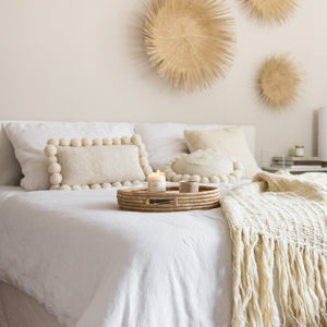 Stonewashed linen bedding set, white - By Native
