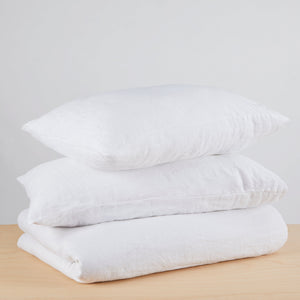 Linen bed linen set, stonewashed white - By Native