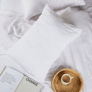 Stonewashed linen bedding pillow, white - By Native