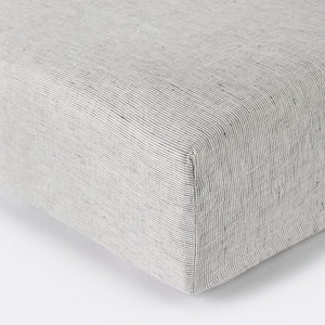 Stonewashed linen fitted sheet, gray striped - By Native