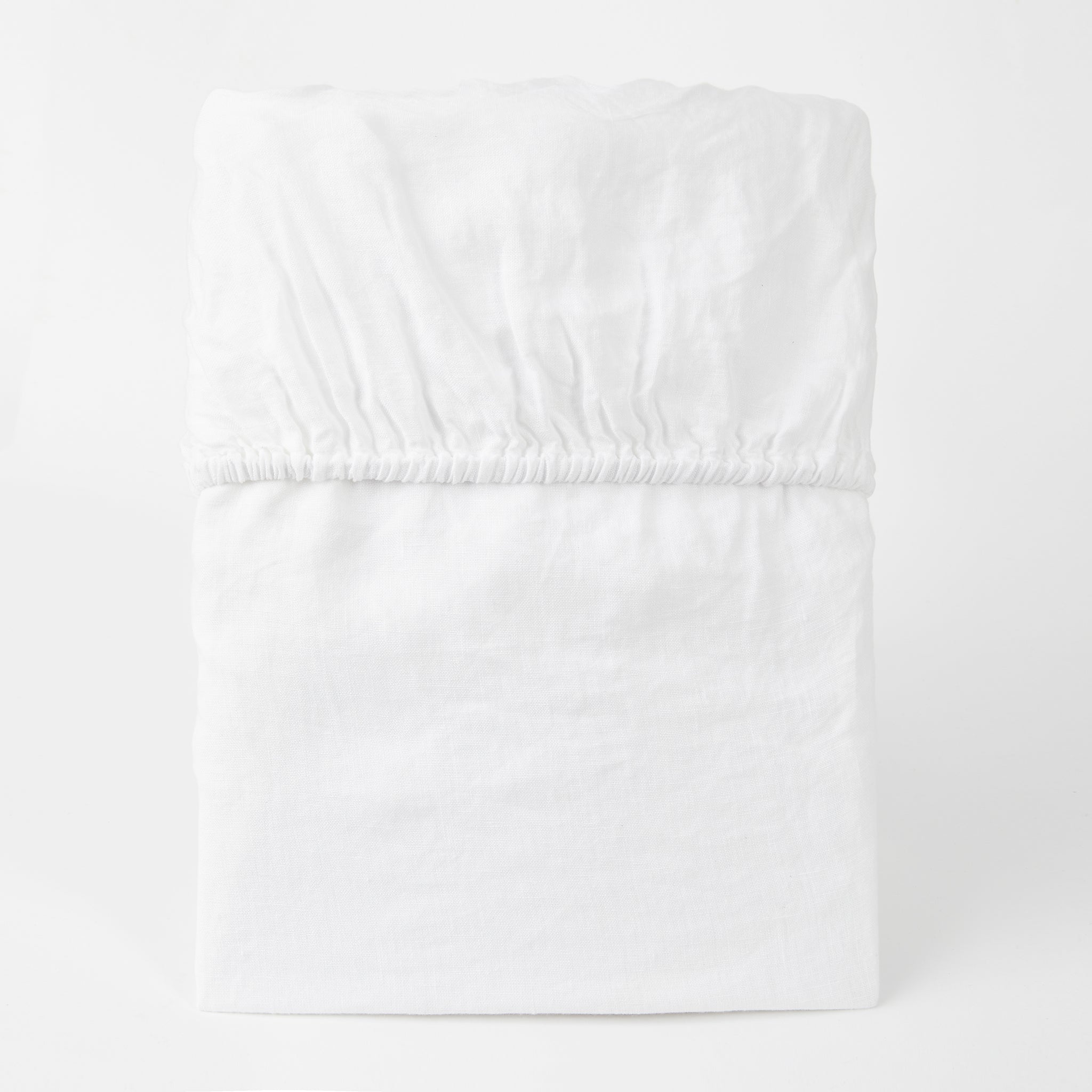 Stonewashed linen fitted sheet, white - By Native