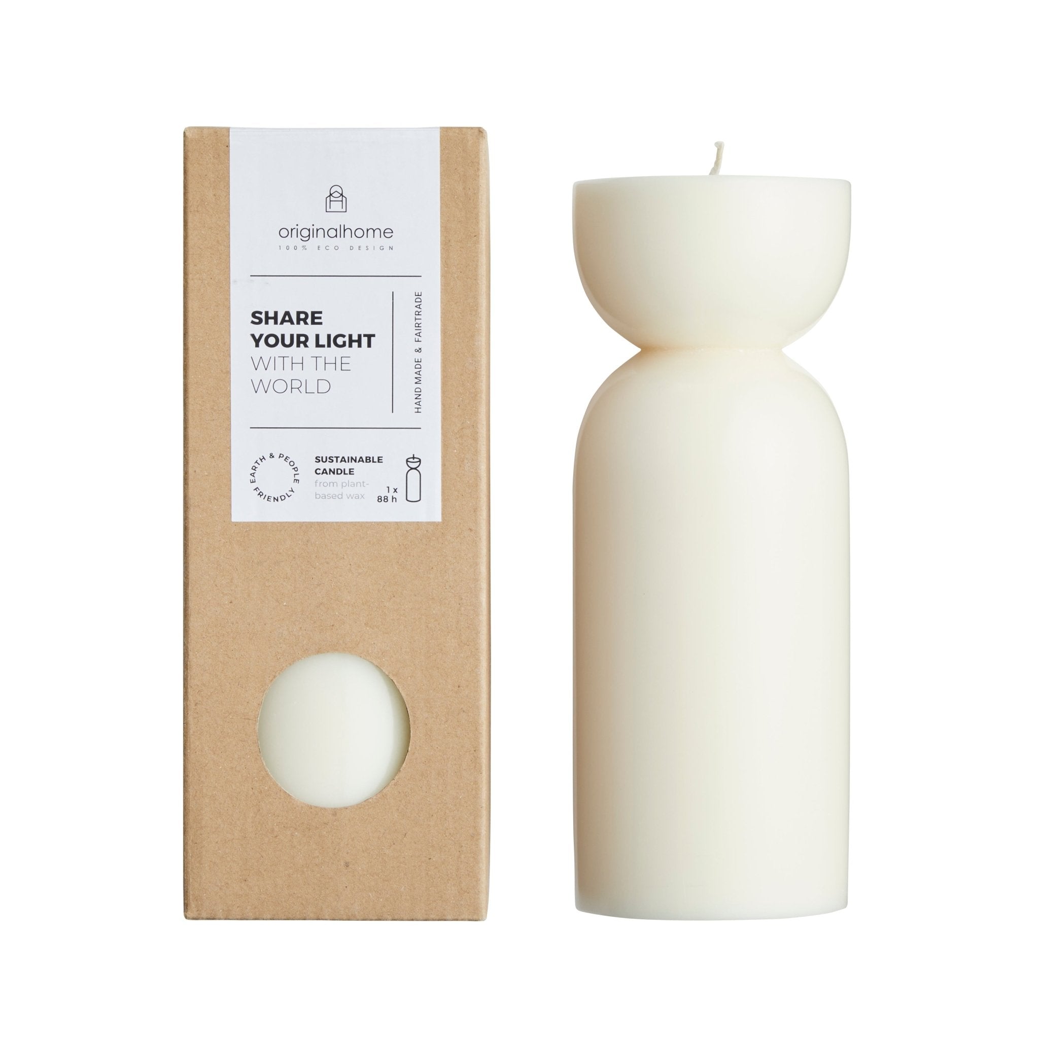Pillar candle Organic M, natural white, Originalhome - By Native