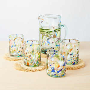Terrazzo glass carafe with glasses - By Native